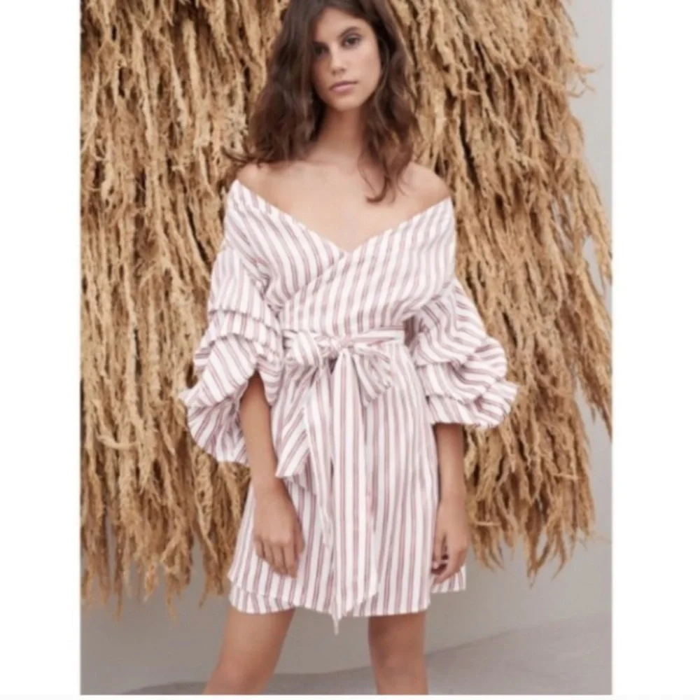 Alexis Striped Off-Shoulder Dress - Picture 2 of 8